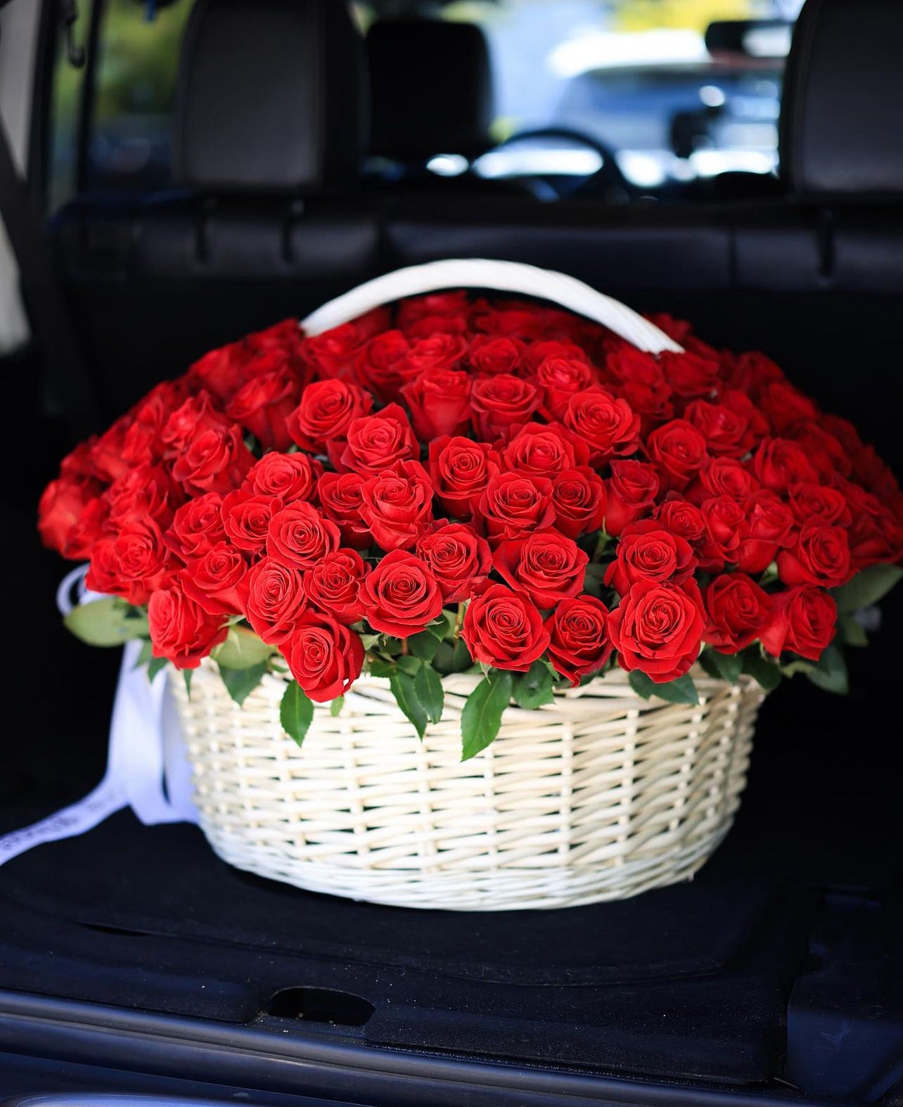 100 Red Roses Basket